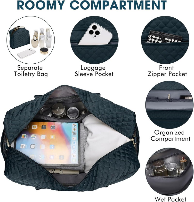 LUOCIP Large Women Travel Duffle Bag - Carry on Overnight Weekend Travel Duffel Tote Gym Bag with Wet Pocket Toiletry Weekender Overnight Bag for Travel Business Trips Sports Hospital 3 Pcs Set - Image 4